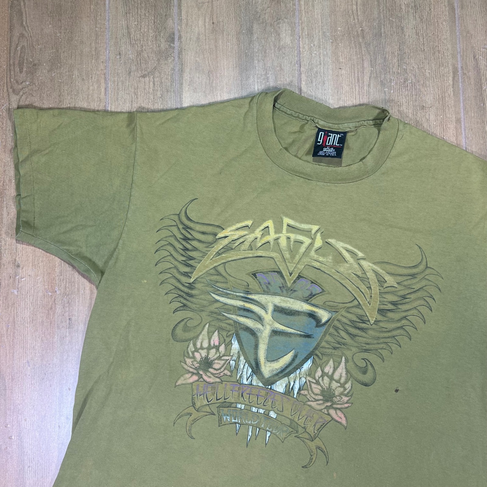 Vintage 1995 Eagles Hell Freezes Over World Tour T-Shirt Giant Olive Green Xl